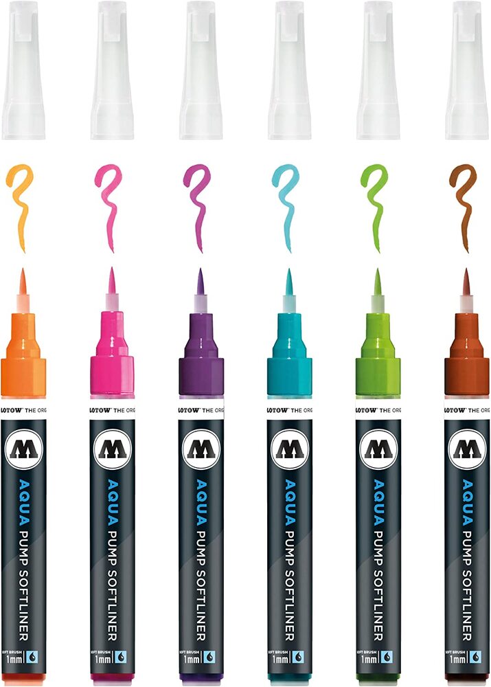 Molto Aqua Ink Soft Liner Pump Set (Set 2, 6 Pens)