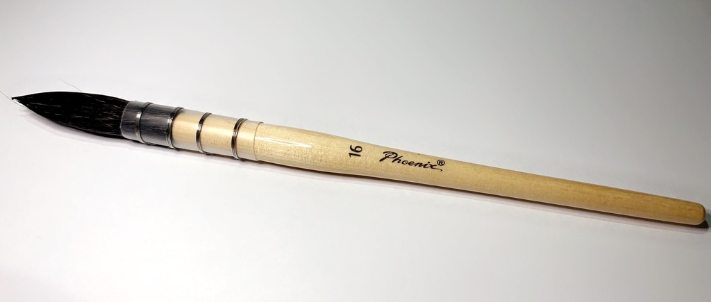 Phoenix Watercolor Squirrel Black Hair Brush Pointy 16