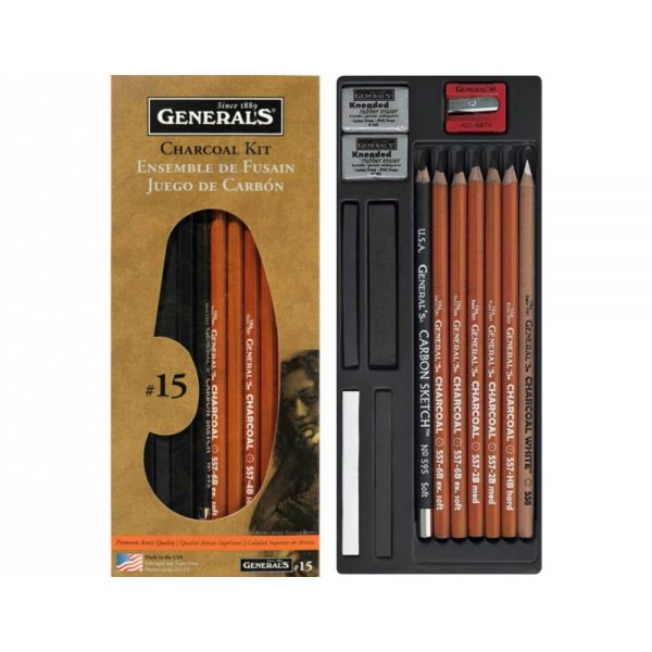 [044974155571] Charcoal Drawing Kit 15 Pieces
