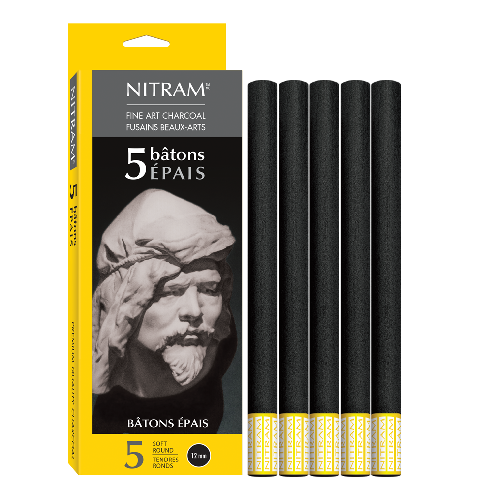 Nitram 5 Baton Sticks Charcoal Soft Rhubarb 12mm