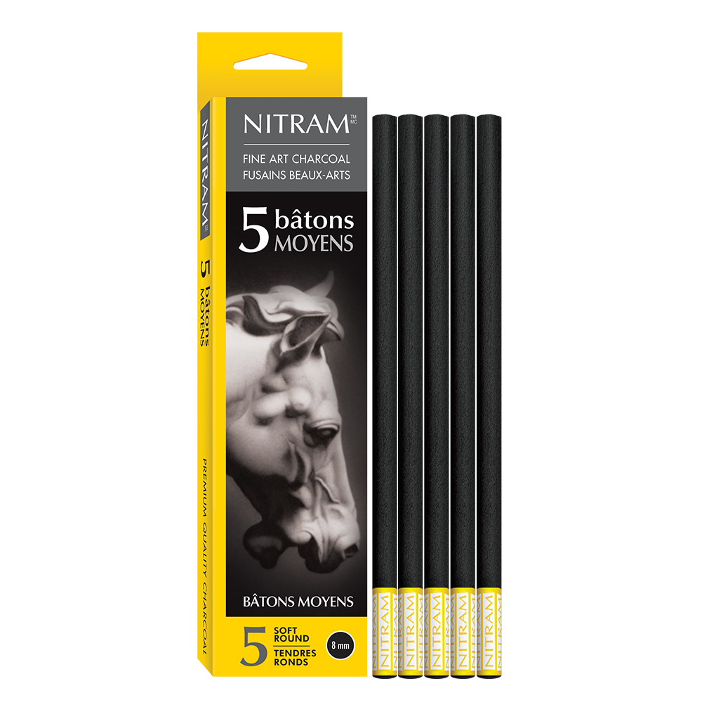 Nitram 5 Baton Sticks Charcoal Soft Rhubarb 8mm