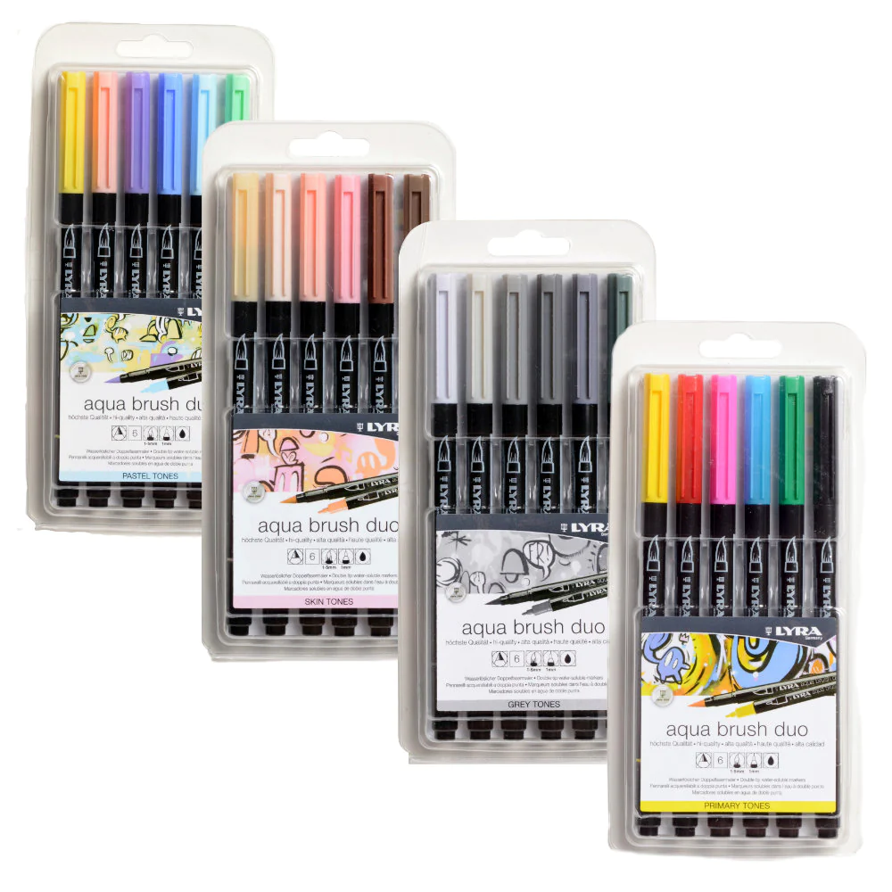 [4084900610190] Lyra Aqua Brush Duo Set 6 Pcs (درجات الباستيل)
